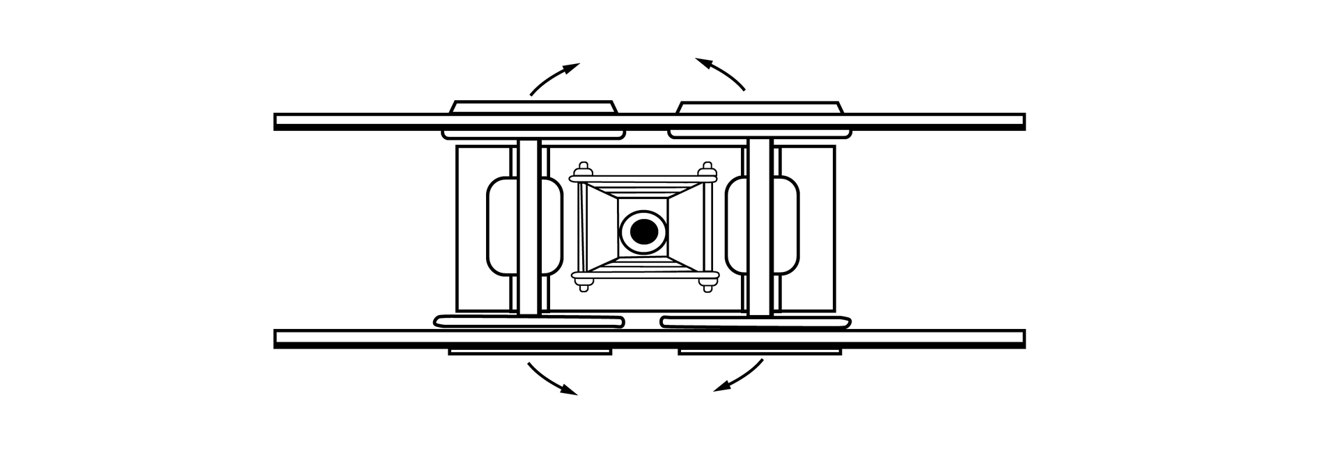 Ilustracja przedstawia wózek dwuosiowy,  posiada dwie osie, z których każda składa się z zestawu kół. Podwozie stanowi główną strukturę nośną pojazdu. Na środku wózka znajduję się poprzecznica oraz czop skrętu. Strzałki znajdujące się obok zestawów kołowych informują o możliwości skrętu oraz przesuwania na boki. Obok zestawu kołowego znajduje się sprężynowy nastawiacz powrotny pozwalający utrzymać wózek w położeniu środkowym podczas jazdy.