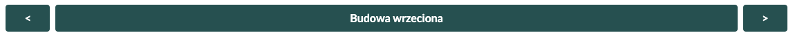 Środkowy panel, dzięki któremu można przemieszczać się między sekcjami spisu treści.  Składa się z podłużnego prostokąta, na którym wyświetlany jest tytuł zakładki, w tym wypadku: Budowa wrzeciona, oraz dwóch strzałek po bokach, wskazujących przeciwne kierunki.