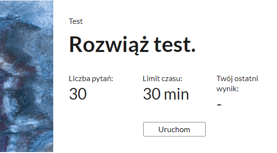 Przykładowy ekran początkowy testu