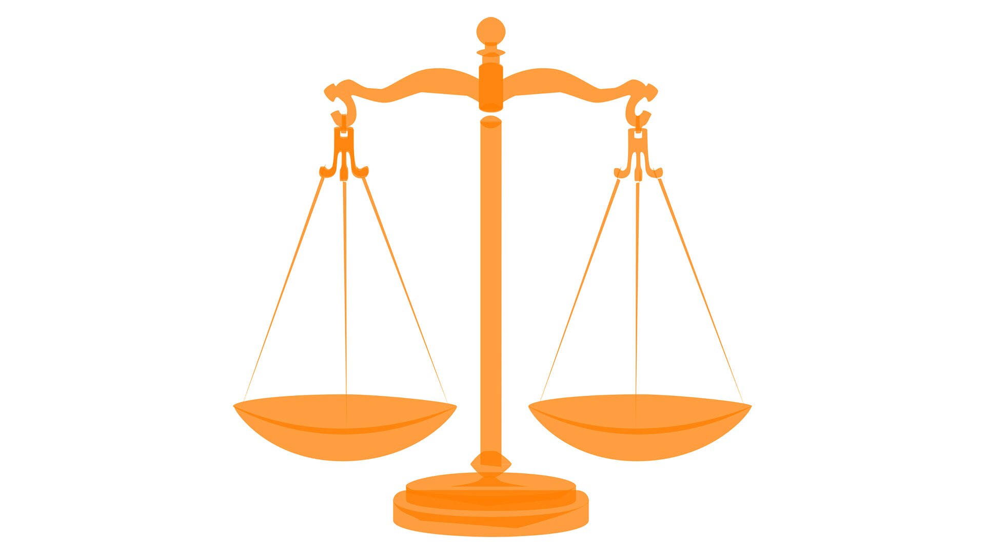 Grafika przedstawia złotą wagę, na której nic się nie znajduje. Jej szale są na równych wysokościach. 