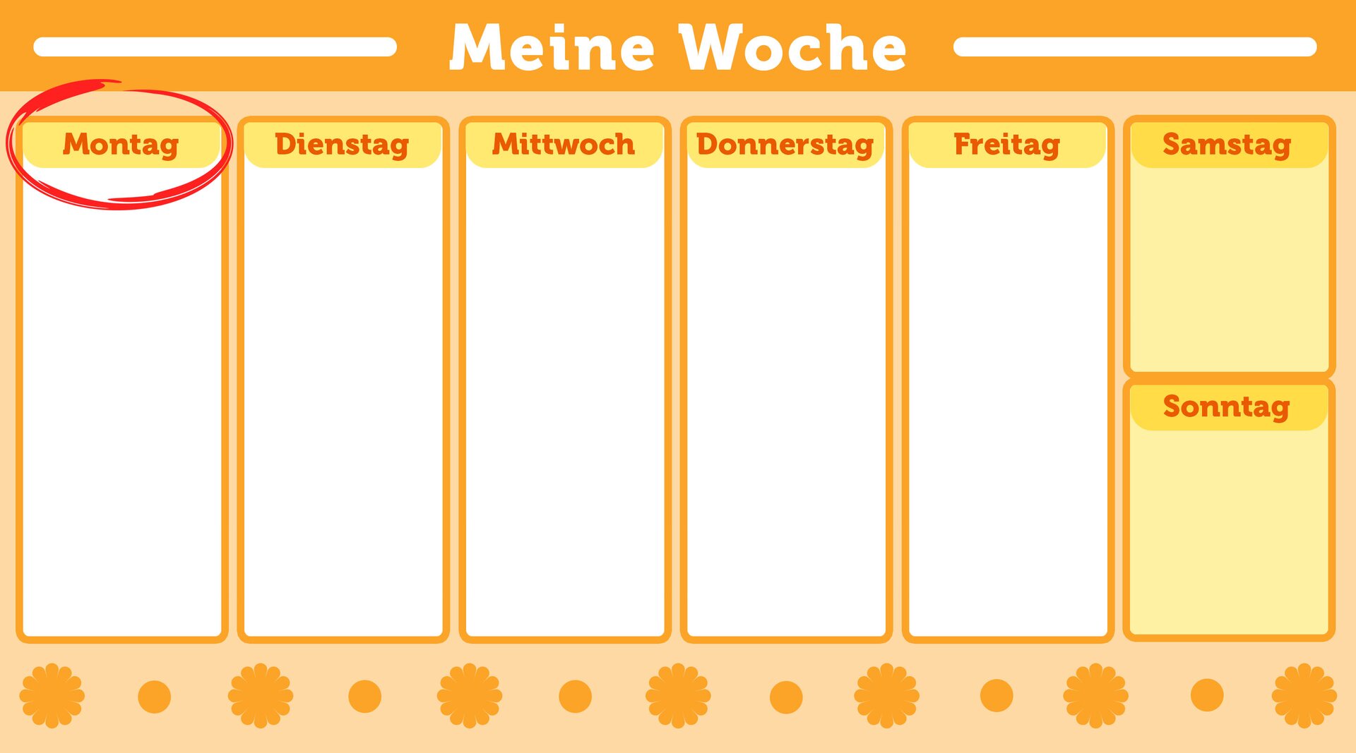 Na ilustracji znajduje się kalendarz, w którym został zakreślony poniedziałek.