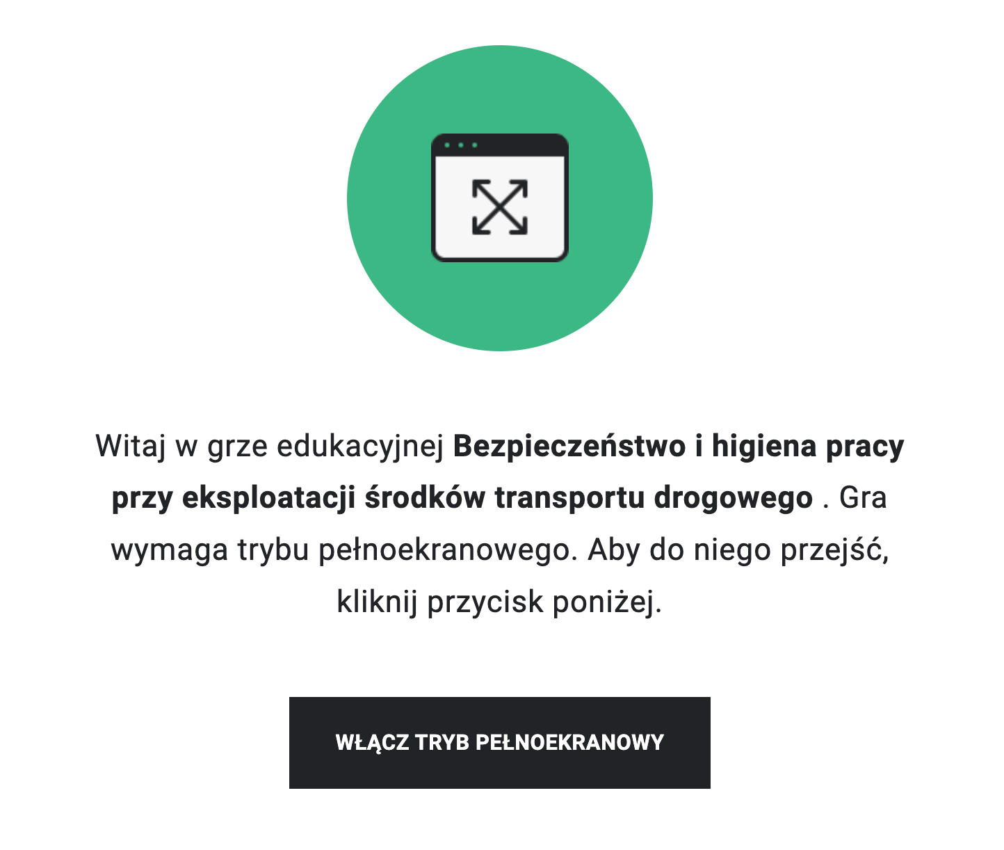 Ekran początkowy gry