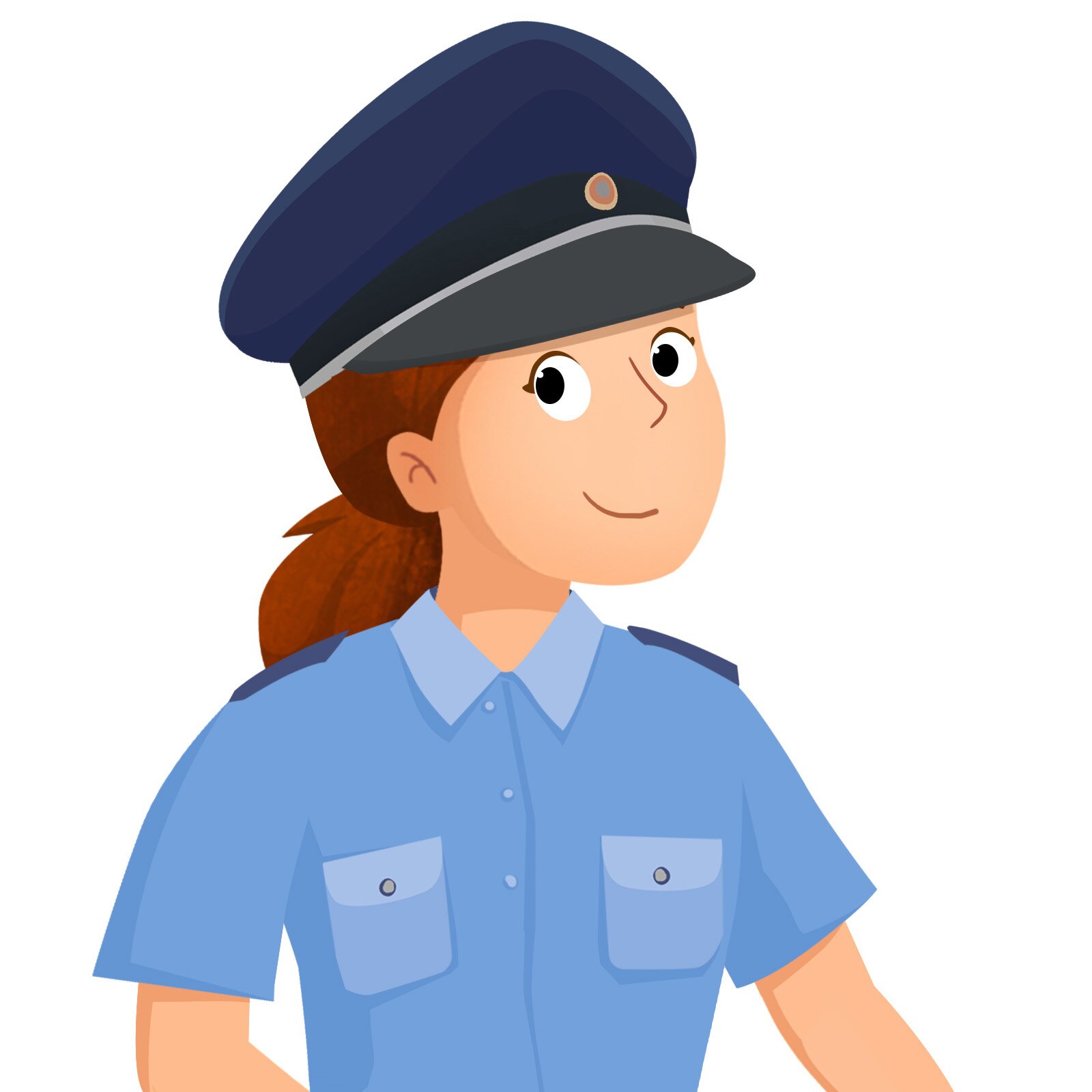 Ilustracja przedstawia kobietę w mundurze policjantki.