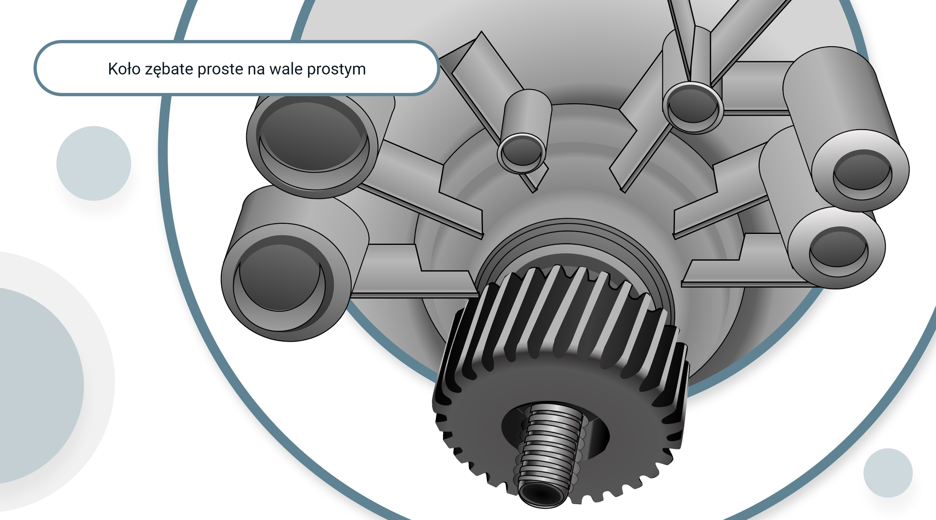 Na grafice przedstawiono koło zębate proste zamontowane na wale prostym.
