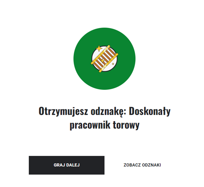 Ekran z otrzymaną odznaką