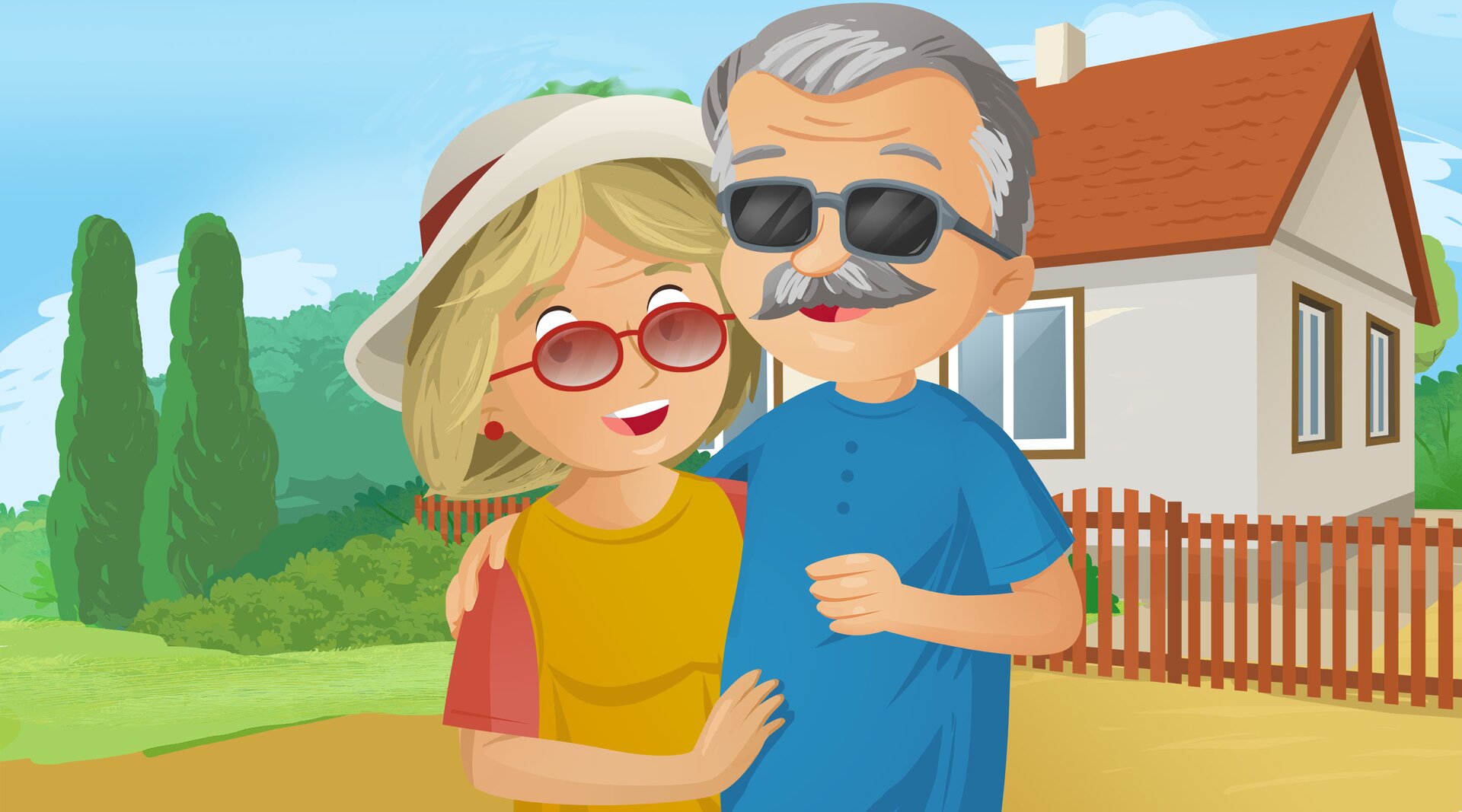 Na ilustracji znajdują się dziadkowie.