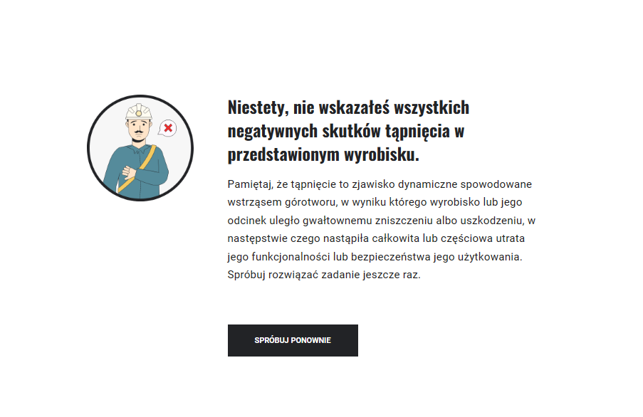 Przykładowa informacja zwrotna po udzieleniu nieprawidłowej odpowiedzi