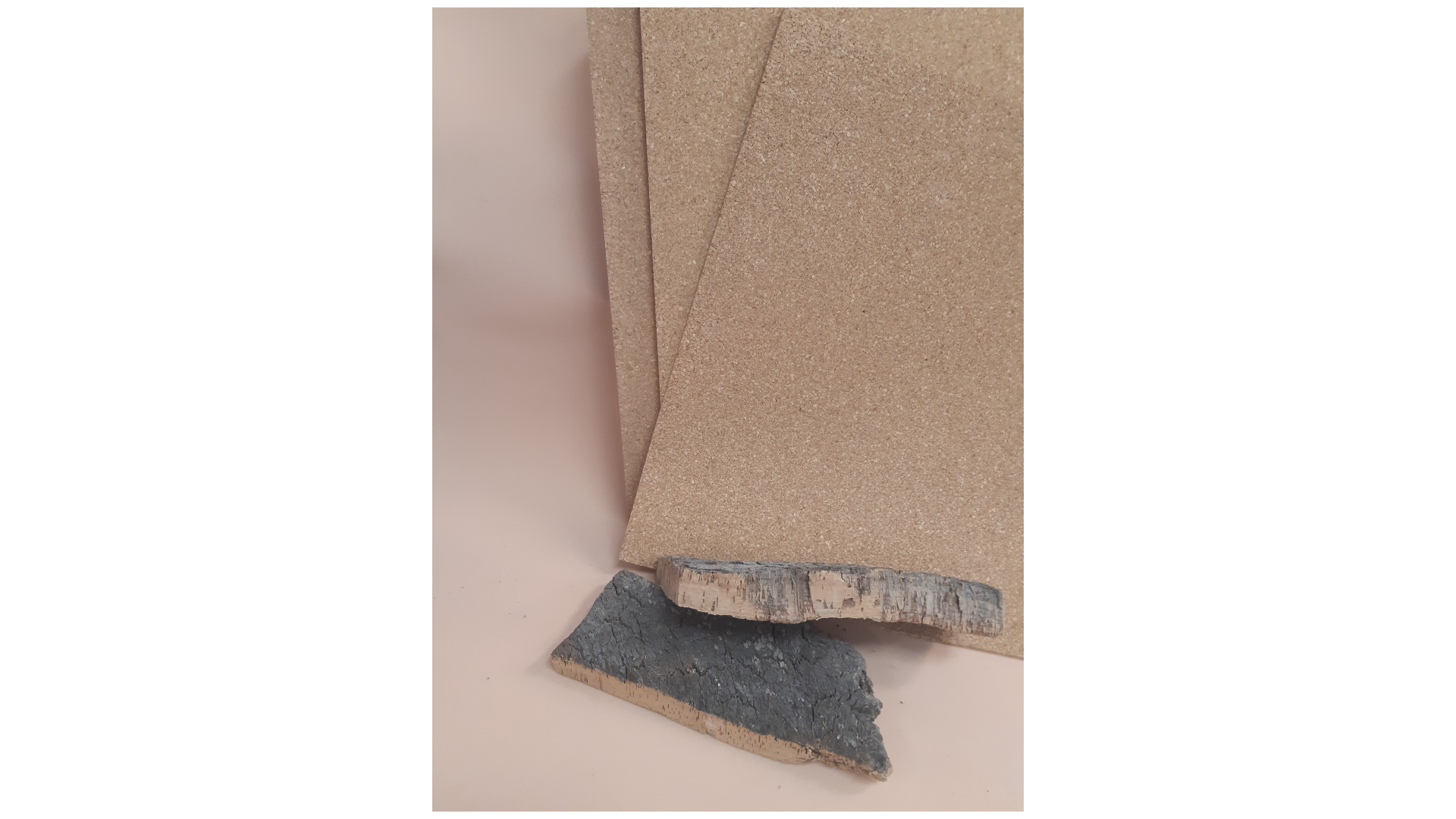 Zdjęcie przedstawia płyty suberytowe i korę dębu korkowego.