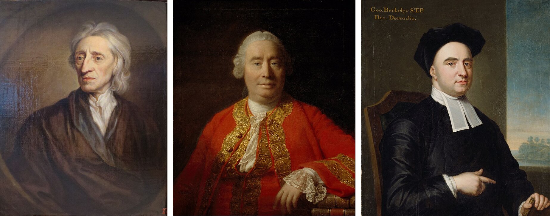 Ilustracja składa się z trzech obrazów. Pierwszy obraz przedstawia portret dojrzałego mężczyzny. Mężczyzna jest odwrócony lewym półprofilem do widza. Jego długie, siwe, układające się włosy sięgają mu niemal do ramion. Twarz mężczyzny jest bardzo szczupła, pociągła. Jego nos jest długi, haczykowaty. Oczy są osadzone głęboko. Na twarzy mężczyzny widoczne są zmarszczki. Drugi obraz przedstawia portret mężczyzny w średnim wieku. Jego twarz jest owalna, widać zarysowany drugi podbródek. Mężczyzna ma wyraziste brwi i jasne oczy. Ubrany jest w czerwony surdut z dużymi złotymi guzikami, spod którego wystaje koszula z koronką. Trzeci obraz przedstawia portret młodego mężczyzny. Mężczyzna siedzi a fotelu, jest ubrany w czarną szatę, pod szyją na stójkę z dwoma wyłogami, na głowie ma czarny beret. Twarz mężczyzny jest owalna, oprawa oczu jasna, nos prosty. Mężczyzna trzyma w lewej ręce książkę. 