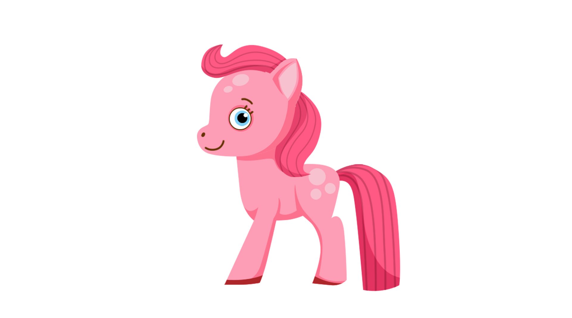 Ilustracja przedstawia różowego kucyka 