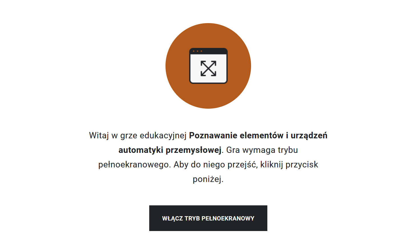 Ekran startowy gry edukacyjnej