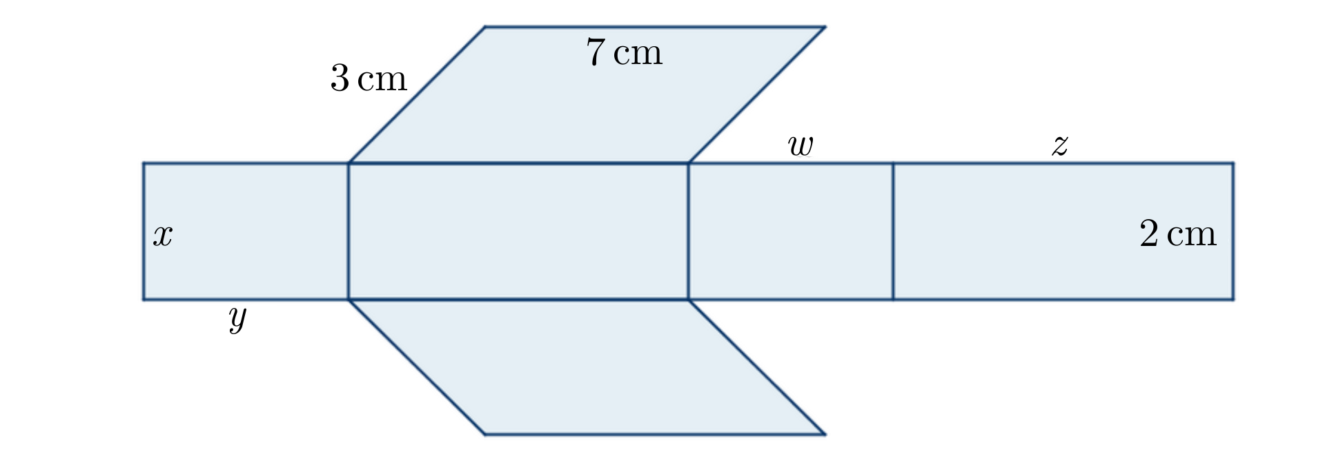 Siatka graniastosłupa o podstawie równoległoboku.