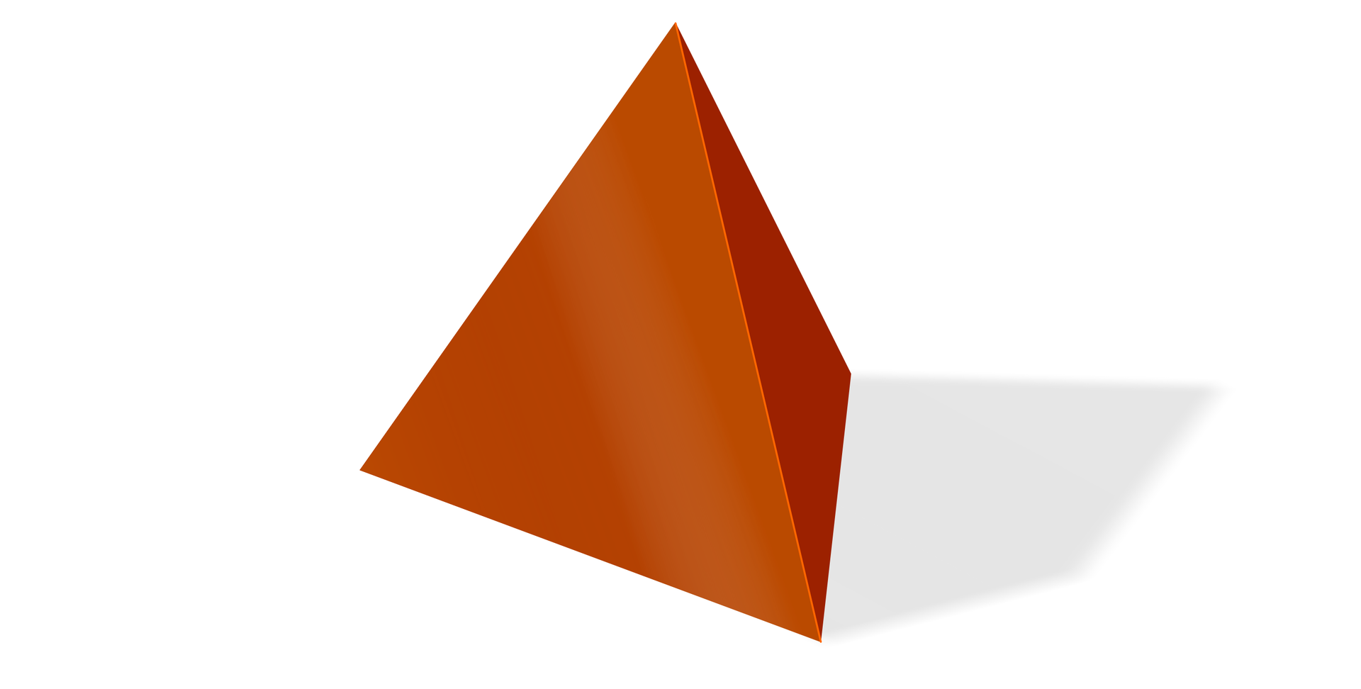Na ilustracji przedstawiono pomarańczowy ostrosłup trójkątny. Ustawiony jest z takiej perspektywy, że widoczne są dwie ściany boczne.