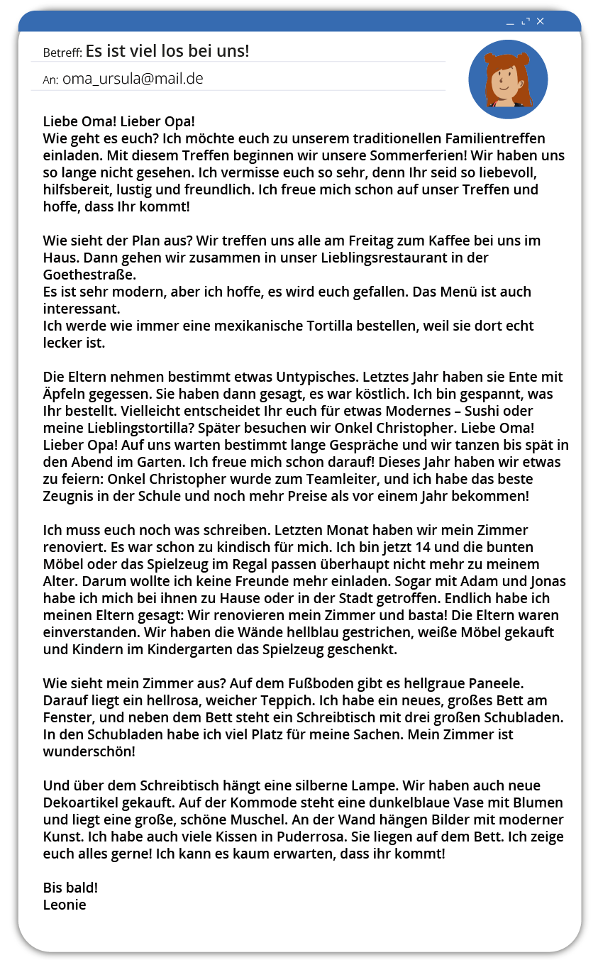 Ilustracja przedstawia interfejs poczty elektronicznej, gdzie widoczne jest okno z treścią wiadomości. Tekst dostępny w transkrypcji poniżej.