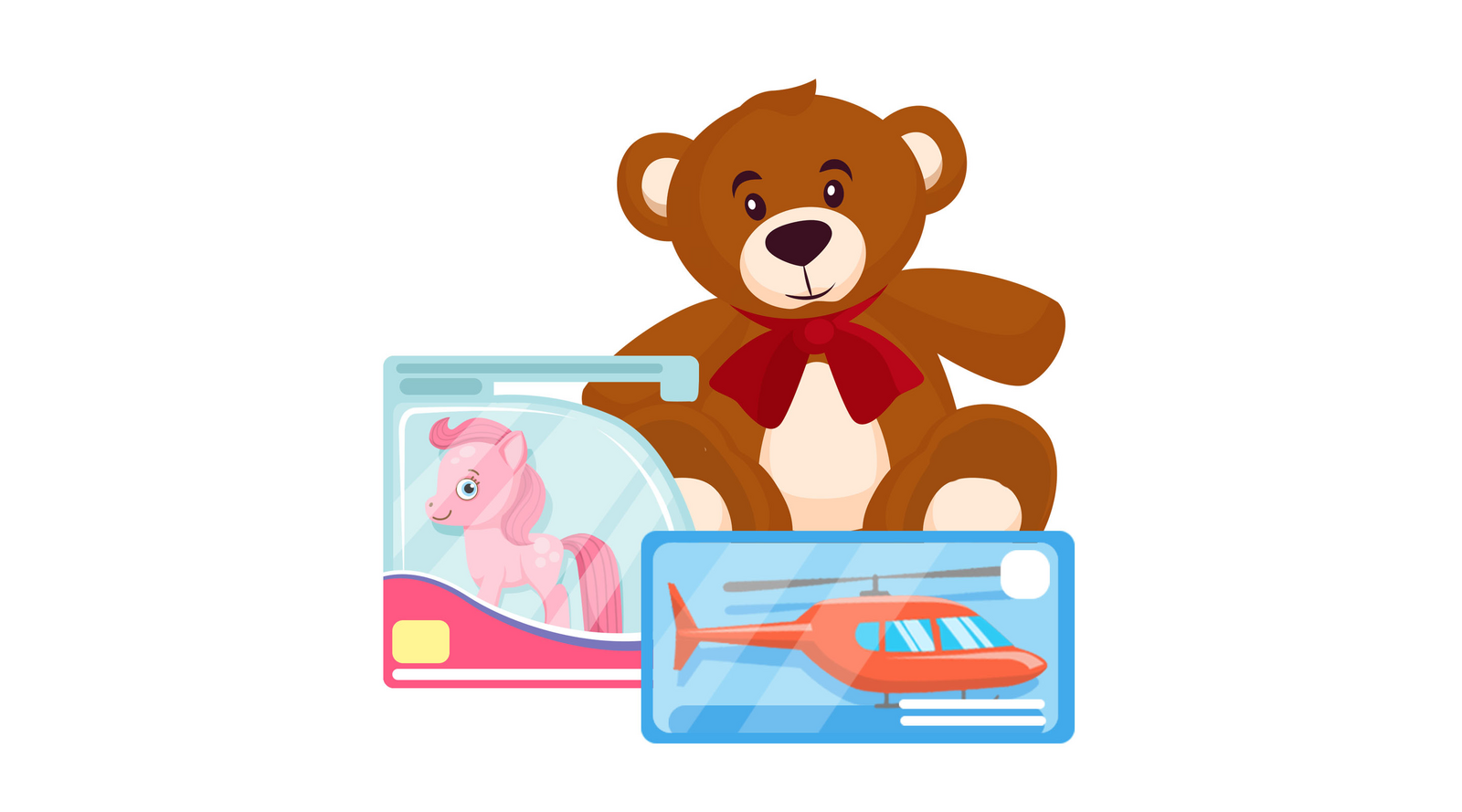 Na ilustracji znajdują się zabawki.