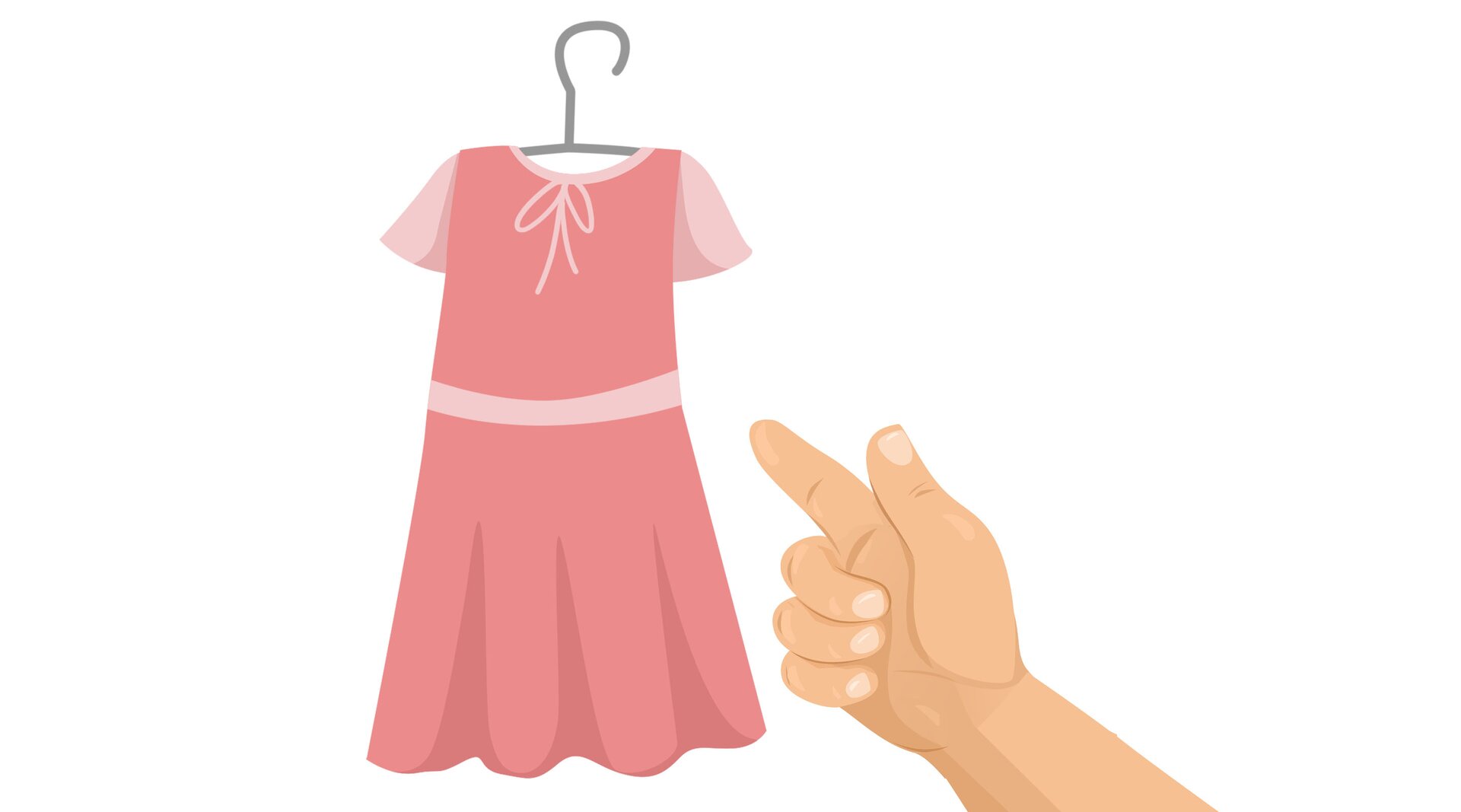 Na ilustracji znajduje się różowa sukienka.