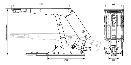 Ilustracja przedstawia rzut poziomy i pionowy sekcji obudowy zmechanizowanej. Obudowa zmechanizowana są to powtarzalne sekcje (elementy) obudowy, rozparte w górotworze między stropem a spągiem. Celem sekcji zmechanizowanej jest prawidłowe zabezpieczenie wyrobiska, maszyn i urządzeń oraz ludzi. Dodatkowo służy ona do przemieszczania maszyny urabiającej oraz przenośnika ścianowego razem z postępem eksploatacji ściany. W rzucie pionowym przedstawiono sekcję zmechanizowaną, która jest złożona oraz rozparta.